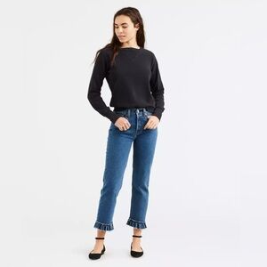 LEVIS WEDGIE FIT STRAIGHT RUFFLE HEM WOMENS DENIM HIGH RISE SIZE 31 CROP